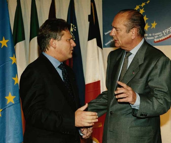 Aleksander Kwaśniewski i prezydent Francji Jacques Chirac