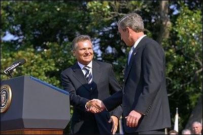 Aleksander Kwaśniewski i George W. Bush