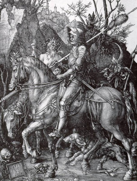 Rycerz, śmierć i diabeł (Albrecht Dürer)Tak zbrojni w moce, na które nie ma lekarstwaBędziemy nadal stawiać i zwalać mocarstwa. Siedem grzechów głównych