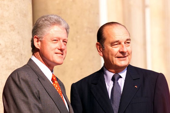 Chirac i były prezydent Stanów Zjednoczonych Bill Clinton