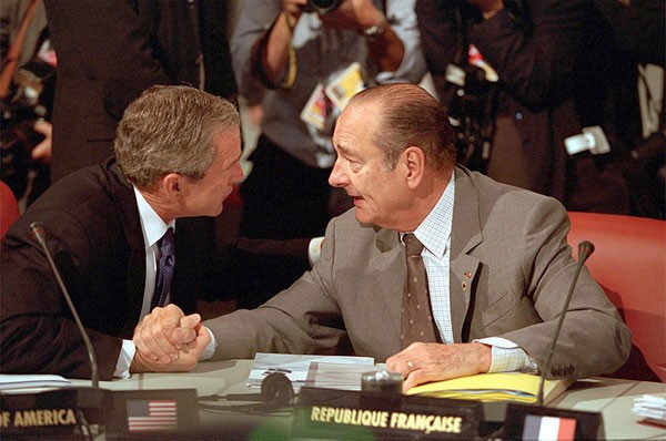 Jacques Chirac i prezydent Stanów Zjednoczonych  George W. Bush