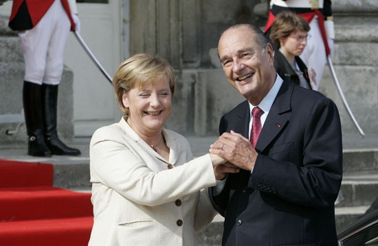 Jacques Chirac i kanclerz Niemiec Angela Dorothea Merkel