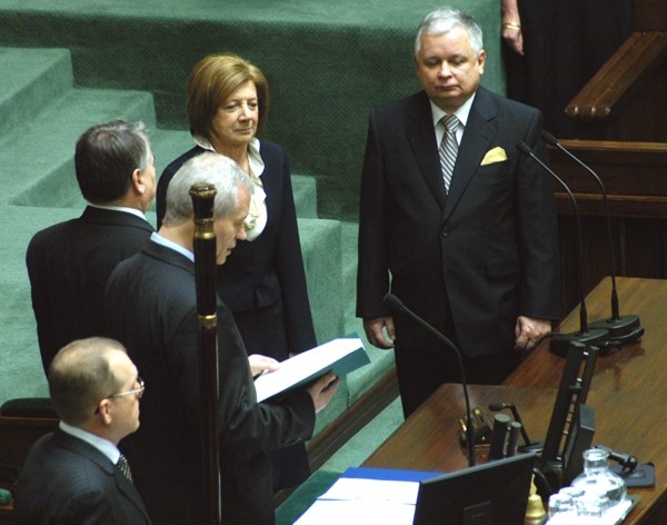 Marek Jurek podczas zaprzysiężenia Lecha Kaczyńskiego na stanowisko prezydenta, 23 grudnia 2005