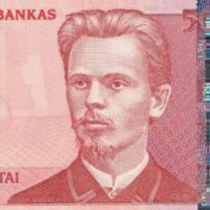 Vincas Kudirka na litewskim banknocie pięciusetlitowym