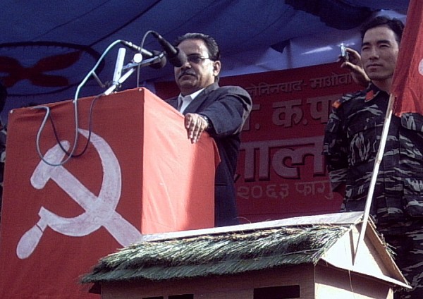 Prachanda w czasie wiecu w Pokharze.