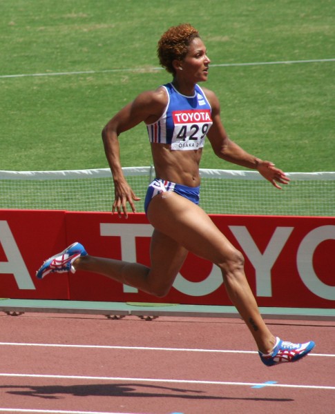 Christine Arron podczas Lekkoatletycznych Mistrzostw Świata w Osace, 2007